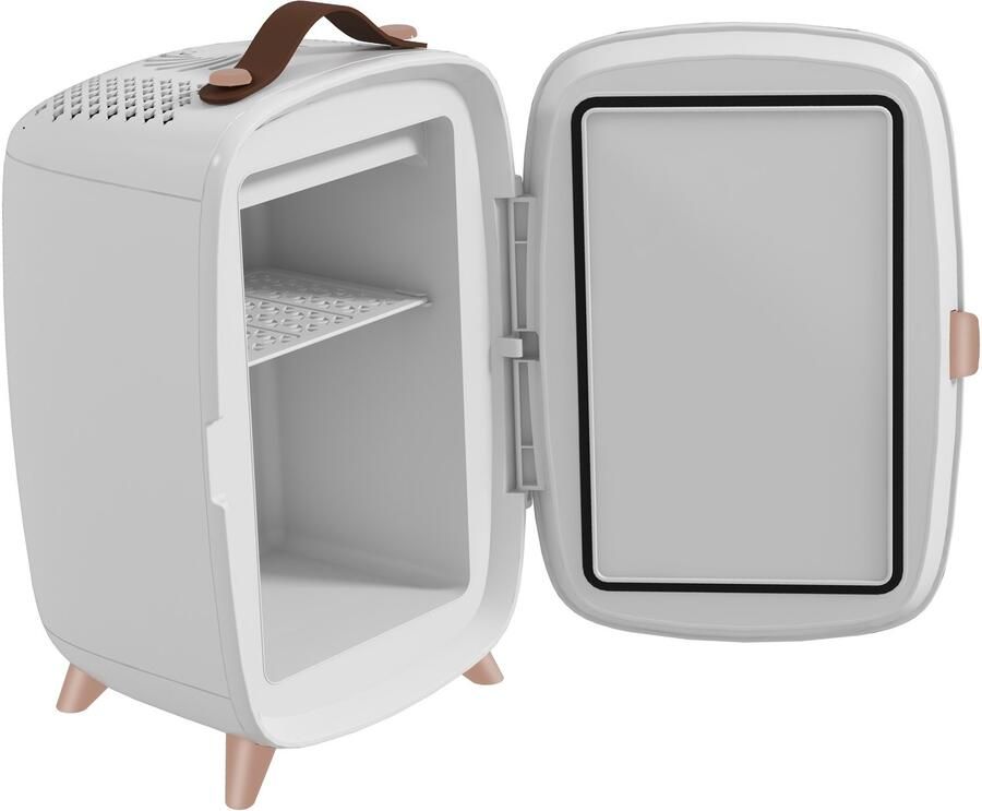 Mini koelkast voor cosmetica dranken en snacks draagbaar met verlichte spiegel stille werking 6L Wit