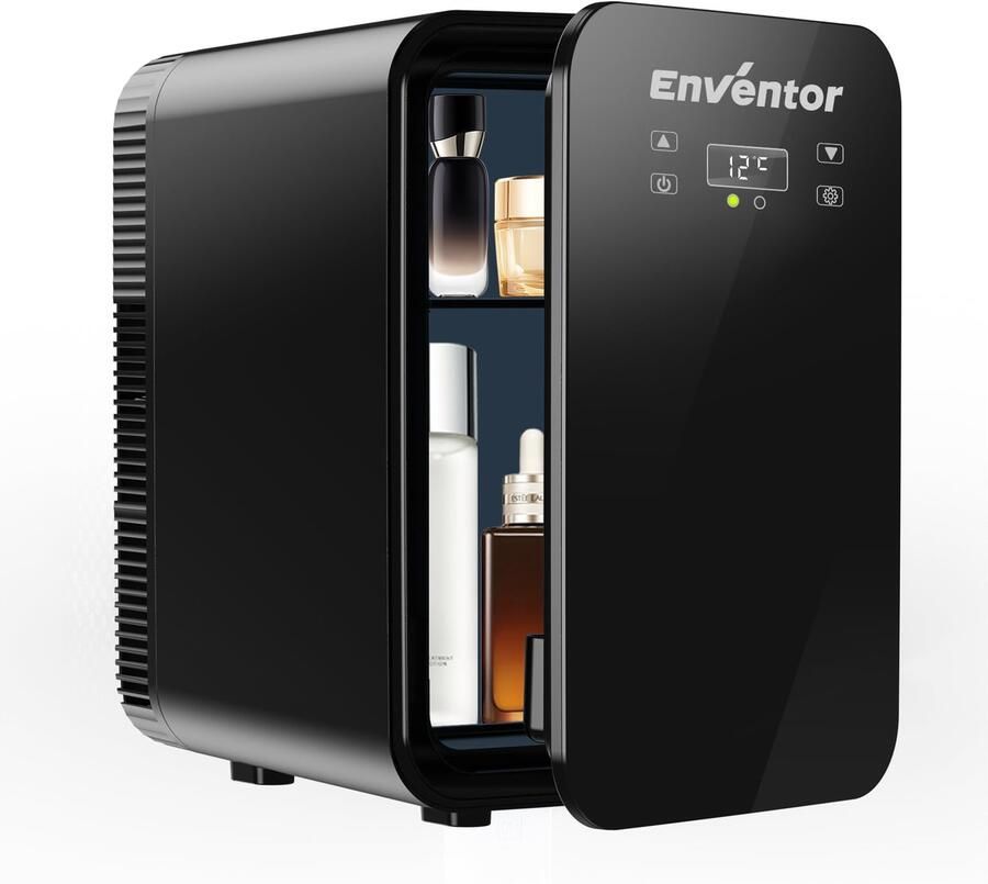 Mini-koelkast voor slaapkamer 10 l kleine koelkast met dubbel koelsysteem 12 V 220 V koel- en verwarmingsfunctie compacte cosmetische koelkast voor auto's slaapkamers kantoren