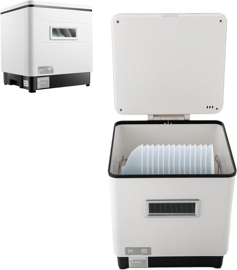 Mini Vaatwasser Compacte Afwasser Snel Servies Wassen 360 Graden Sproeiarm 6 Servies Sets Wit Zwart