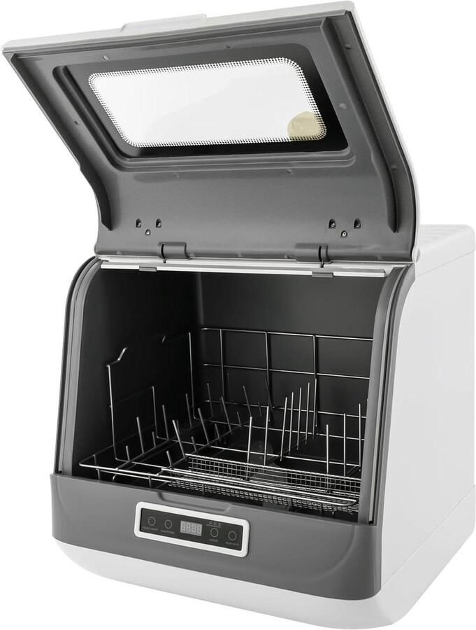 Mini vaatwasser Compacte tafelmodel Snel servies reinigen Wateraansluiting optioneel 4-6 couverts Wit