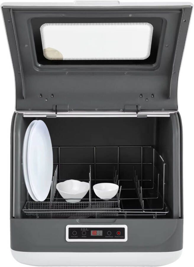 Mini Vaatwasser Tafelmodel – Voor Kleine Huishoudens – Wit – PP ABS RVS – 45x40x44 8 cm – Inclusief Waterslang – 4-6 Sets – Compact & Energiezuinig