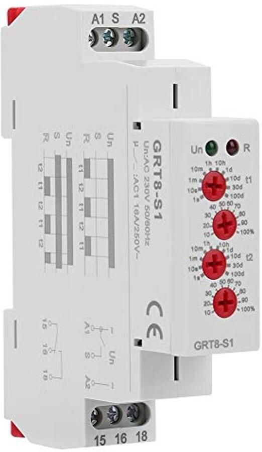 Mini Vertragingstijdrelais 35mm Multifunctioneel Tijdrelais voor AC230V