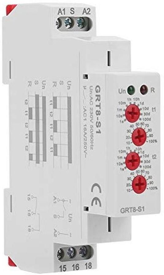 Mini Vertragingstijdrelais 35mm Multifunctioneel Tijdrelais voor AC230V