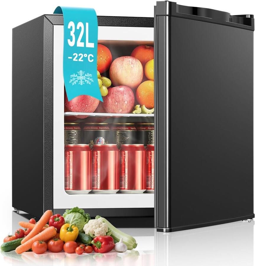 Mini Vriezer Compact Vrieskist Dranken Koelen Stil Werking 32 Liter Zwart