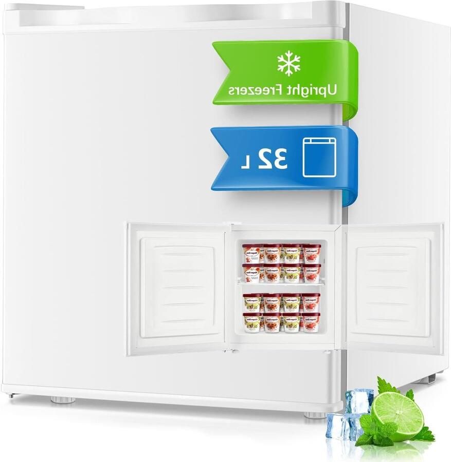 Mini Vriezer Kleine Vriezer Dranken Koelen Omkeerbare Deur 32 liter Zwart