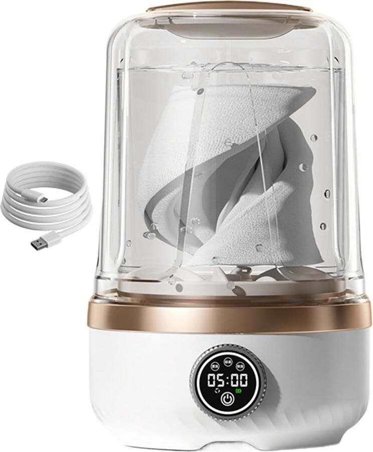 Mini Wasmachine Draagbare Wasmachine Ondergoed Wassen Oplaadbaar & Stil 2L Capaciteit Wit