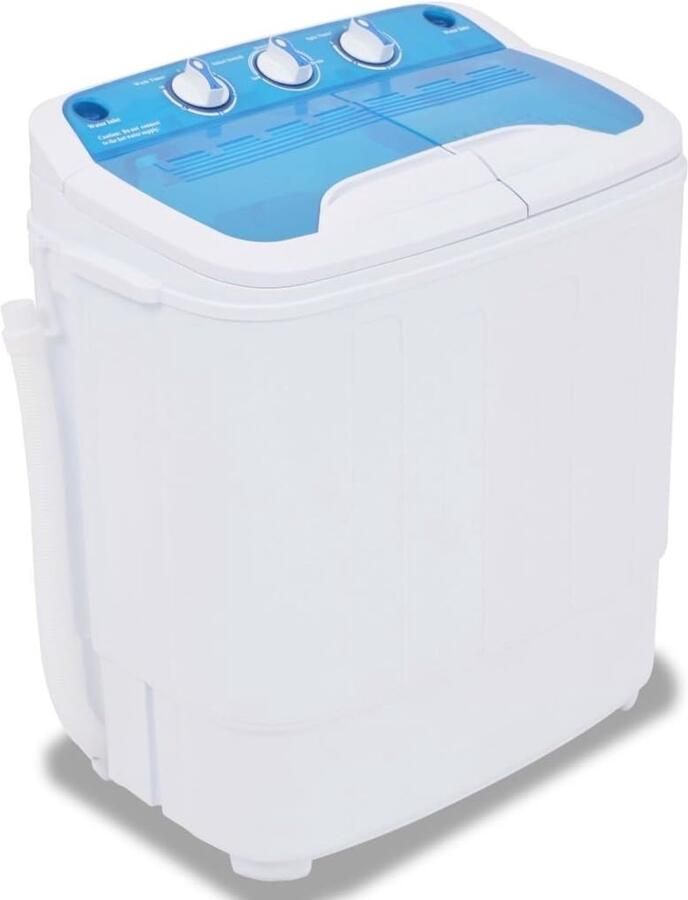 Mini Wasapparaat Compact Wassen Kleine Ruimtes Dubbele Trommel 57x34x65 cm Wit Blauw