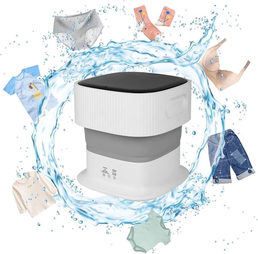 Mini Wasautomaat Compacte Wasmachine Ondergoed Wassen Zilverionen Sterilisatie 9 Liter Capaciteit Zilver