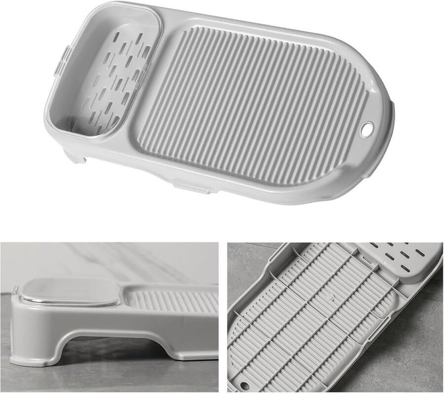 Mini Wasbord Handwasbord Draagbaar Kleine Kleding Wassen Geïntegreerde Zeepbak 39x20x8 cm Wit