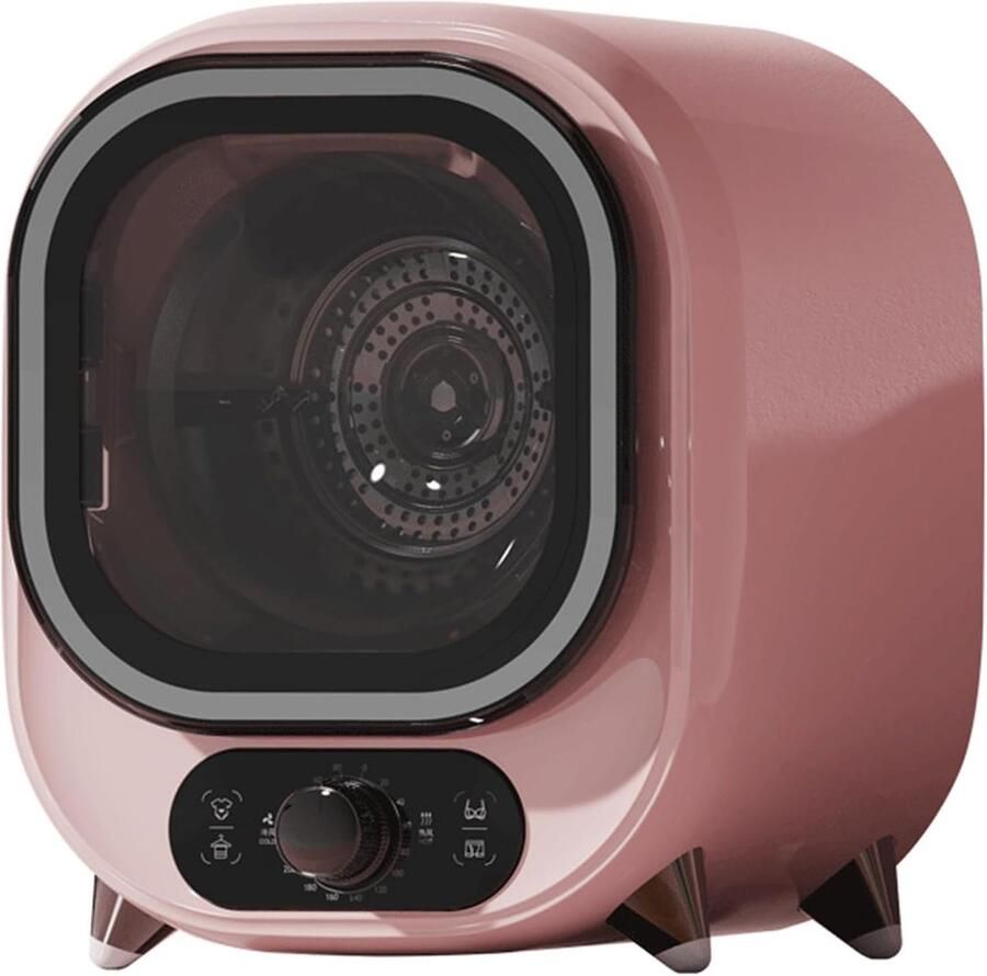 Mini Wasdroger Compacte Droger Kleine Ruimtes Roestvrijstalen Trommel 0.8 kg Capaciteit Roze