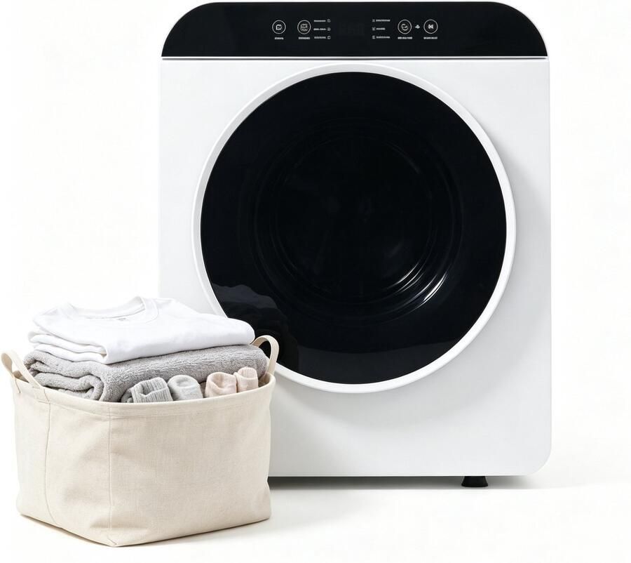 Mini Wasdroger Compacte Droger Mini Wasdroger Wanddroger UV Sterilisatie 6 Programma's 4 5kg Kinderslot Appartement 65x56x46cm Wit