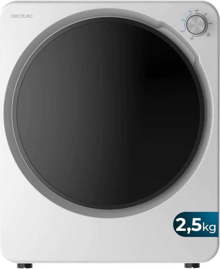 Mini Wasdroger Kleine Droger Snel Kleding Drogen Energiezuinig ECO Programma 2.5 KG Capaciteit Wit