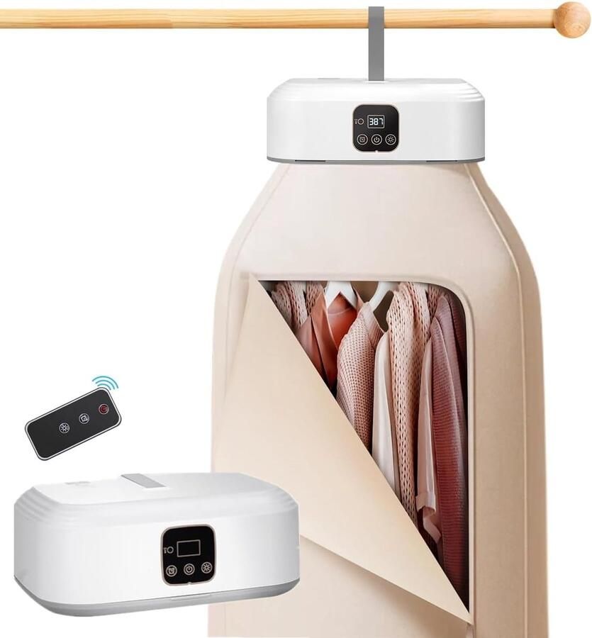 Mini Wasdroger met Warmtepomp Draagbare Droger met UV-Sterilisatie Afstandsbediening en 1-8 Uur Timer Compact voor Reizen Hotel Camping en Thuisgebruik