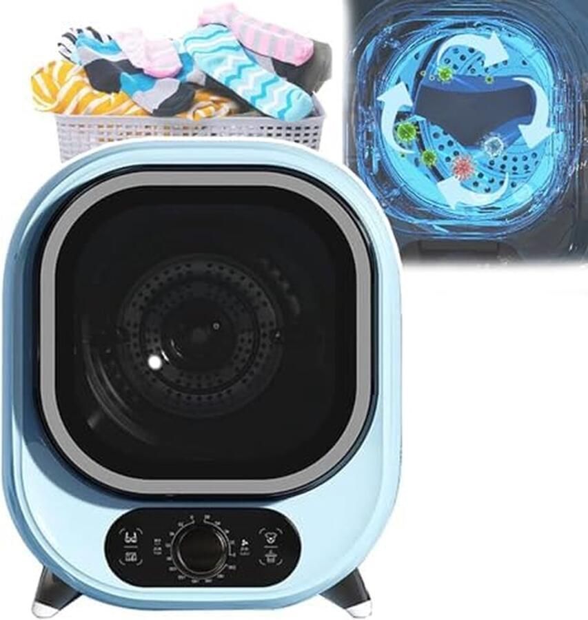 Mini wasdroger Tafeldroger compact Kleding drogen Stille werking blauw licht 18 liter inhoud Wit