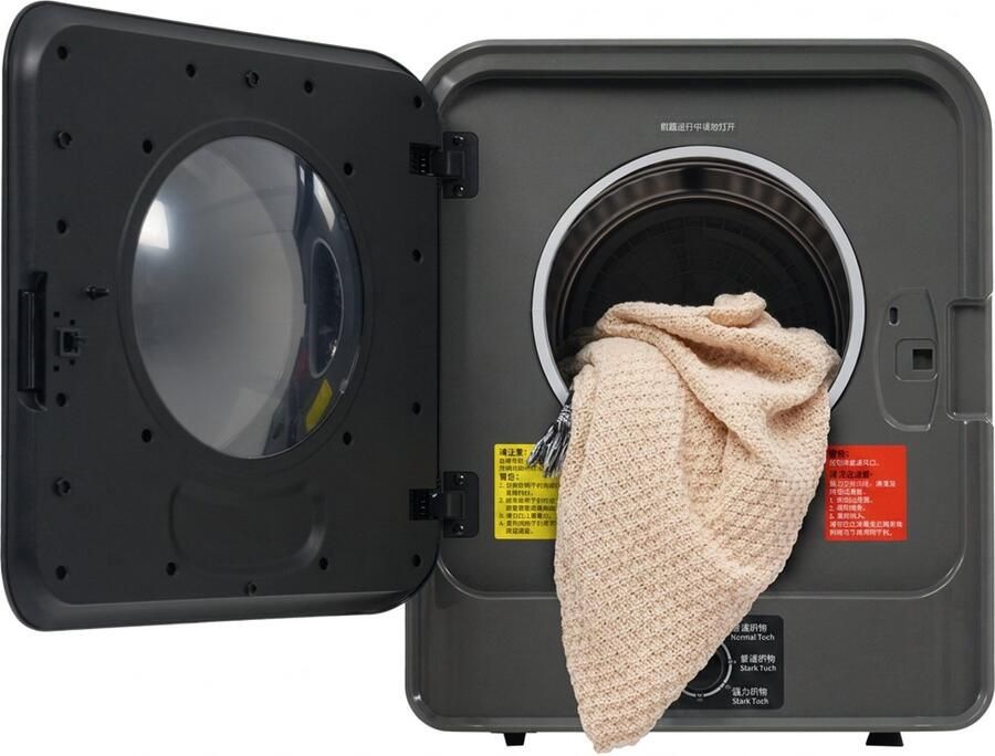 Mini Wasdroger Wanddroger Compacte Droger Droogtrommel 830W 5 Programma's 4.5kg PTC Verwarming Wandmontage Appartement 49 5cm 1 Stuk Zwart