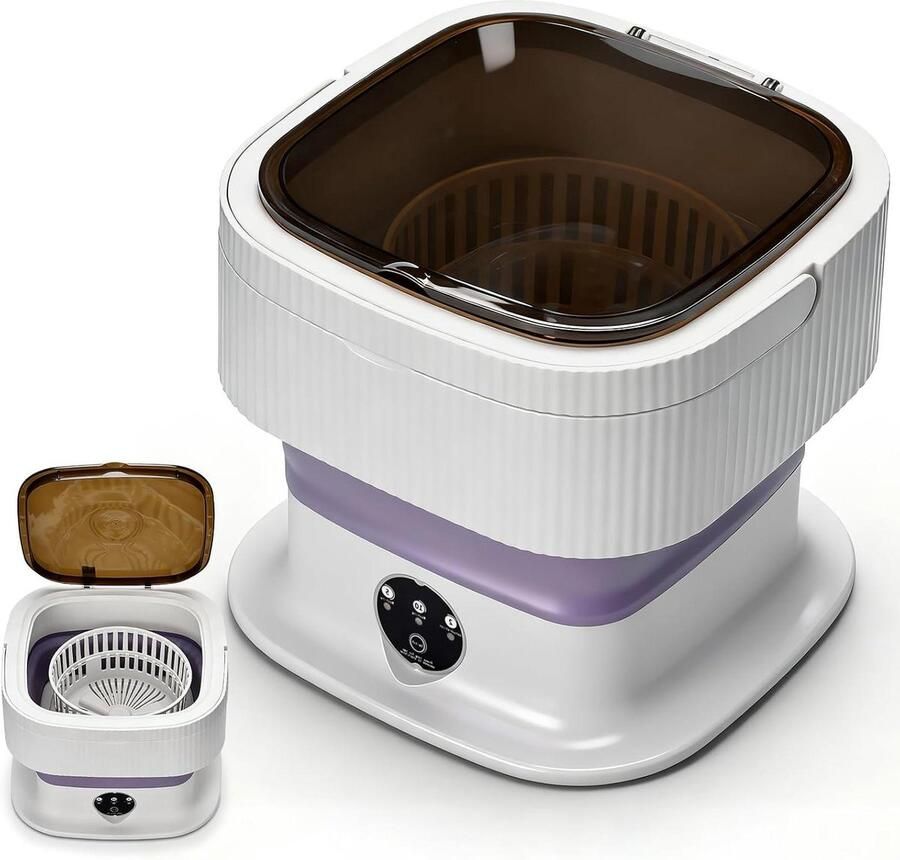 Mini Wasemmer Opvouwbare Wasmachine Kleding Reinigen Met Centrifugefunctie 10 Liter Wit