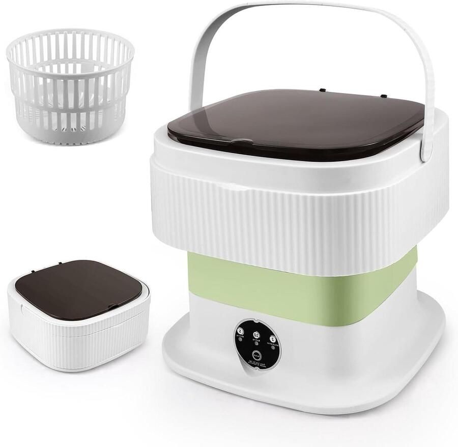 Mini-wasmachine 11 liter opvouwbare wasmachine met centrifugerfunctie draagbare reiswasmachine mobiele campingwasmachine voor reizen studenten camper (groen)