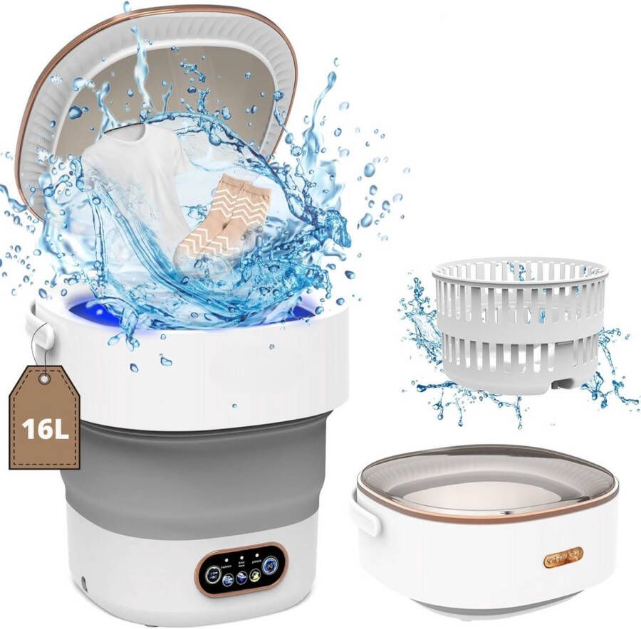 Mini Wasmachine 16L 2.3kg 2-in-1 Centrifuge Energiezuinig Voor Camping & Reizen Lichtgewicht & Praktisch Duurzaam & Handzaam Compact & Stijlvol Efficiënt & Snel Makkelijk te Reinigen