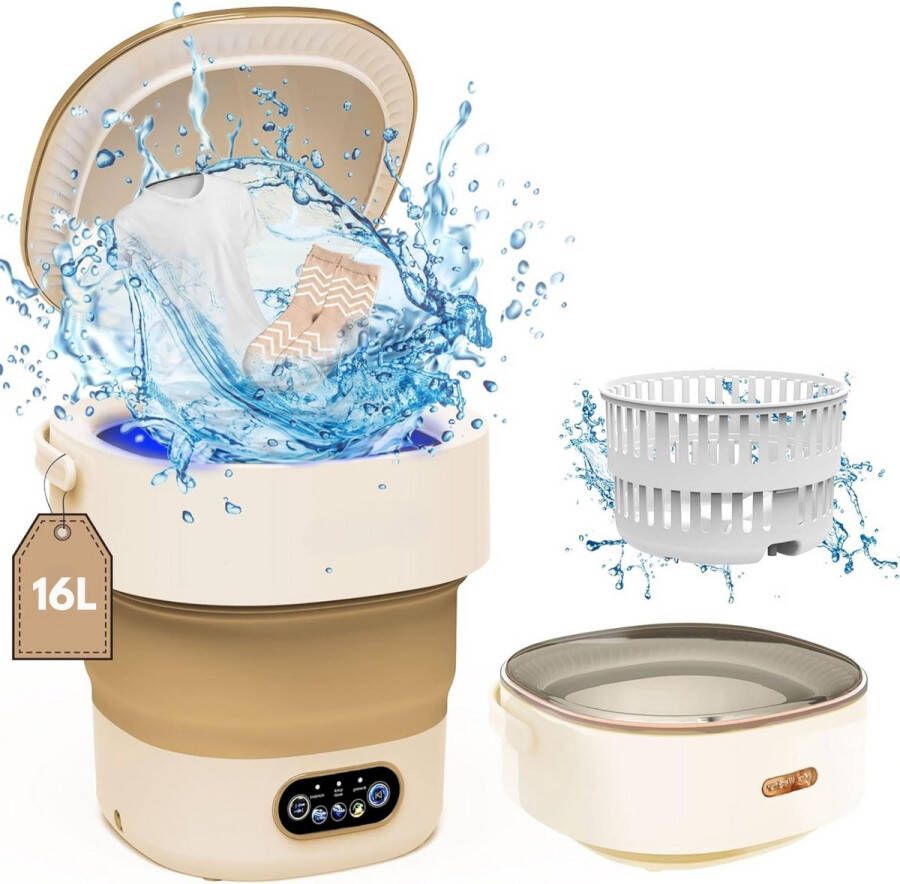 Mini Wasmachine 16L Dieptereiniging 2.3kg 3 Modi Voor Babykleding & Sokken Kaki Lichtgewicht & Praktisch Compact & Handzaam Stijlvol & Efficiënt Duurzaam & Krachtig Makkelijk te Gebruiken