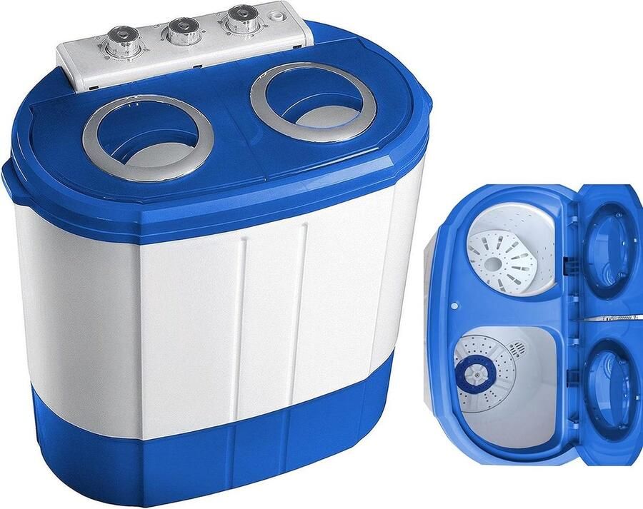Mini wasmachine Compact apparaat Kleine was 2 kamers 3 kg capaciteit Grijs wit
