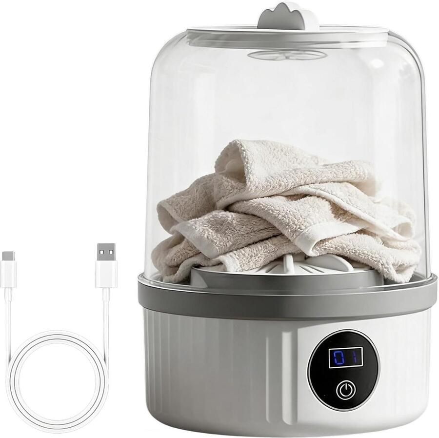 Mini Wasmachine Compacte Reiniger Fijne Was Draagbaar Ontwerp 14 cm Hoog Blauw