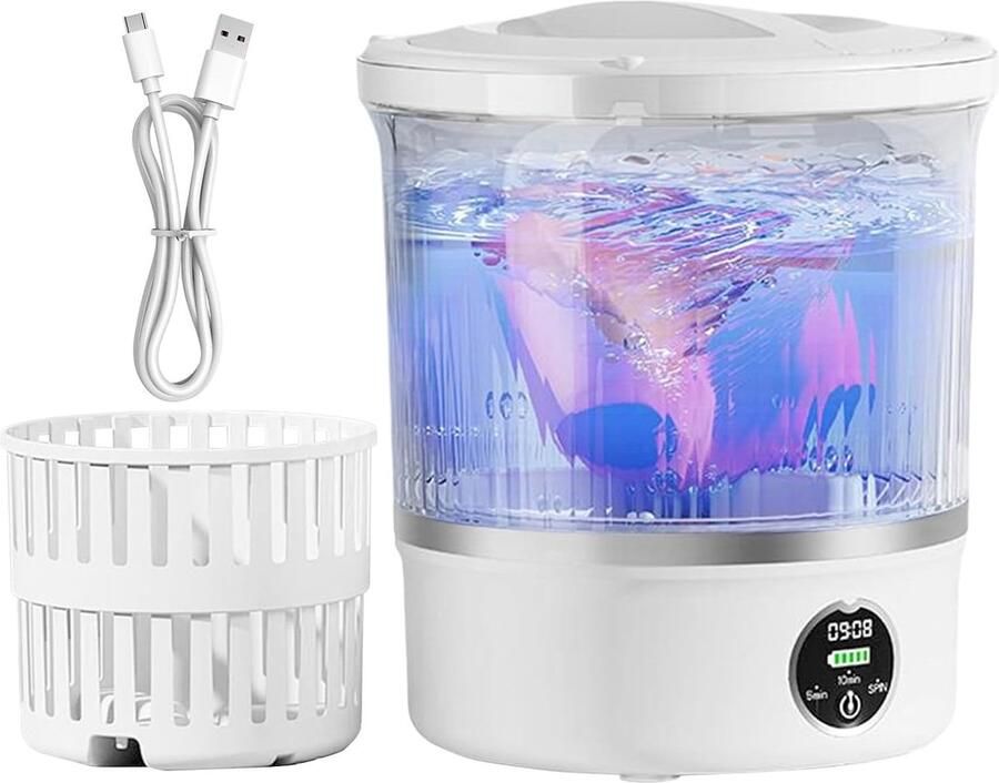 Mini Wasmachine Compacte Reiniger Hygiënisch Werken Lichtgewicht Oplossing 3 Liter Capaciteit Wit