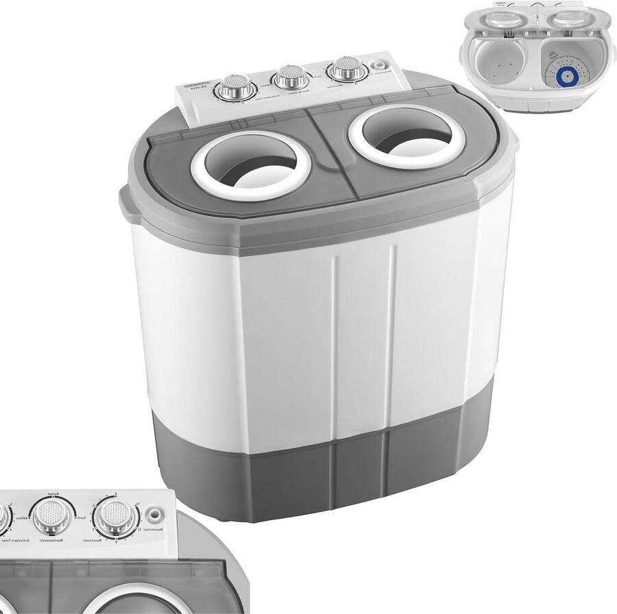 Mini-wasmachine Compacte Wasmachine Ruimtebesparend Wassen Twee Kamers Systeem 3 kg Capaciteit Wit