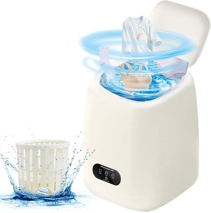 Mini wasmachine Compact apparaat Kleine wasjes Met centrifuge 10 liter Wit
