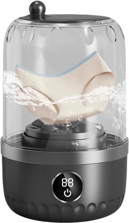 Mini Wasmachine Draagbaar Apparaat Kleine Wasjes Doen Compact en Draagbaar 1L Zwart