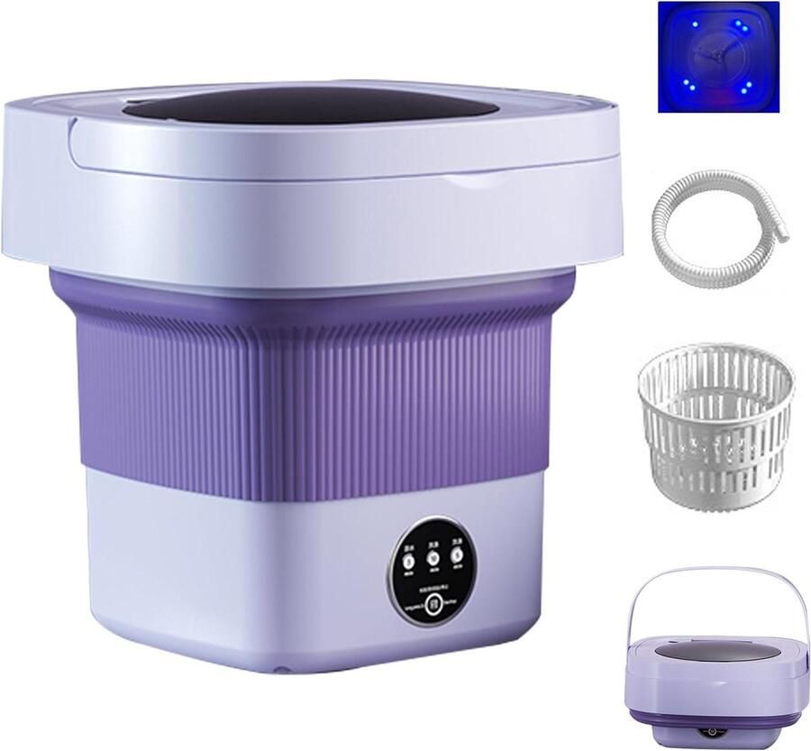 Mini Wasmachine Draagbaar Apparaat Kleine Wasjes Inclusief Centrifuge 6.5 Liter Paars