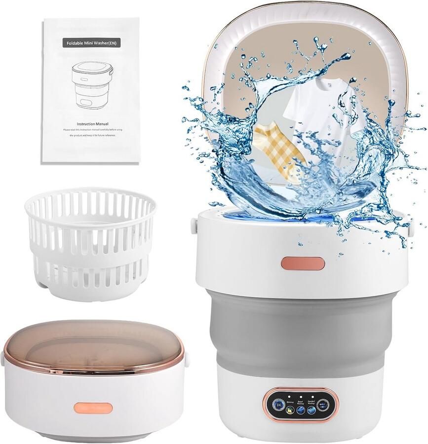 Mini wasmachine Draagbare reiniger Kleding reinigen Opvouwbaar ontwerp 13 liter capaciteit Wit