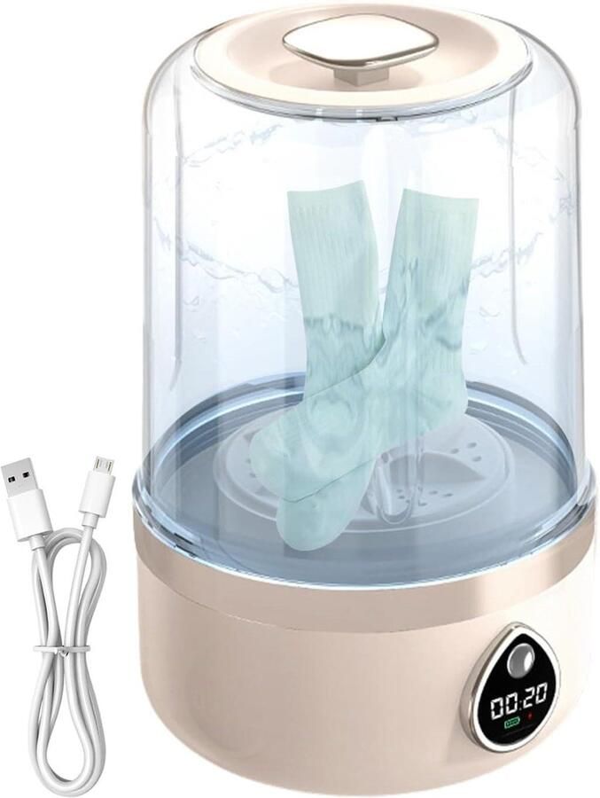 Mini Wasmachine Draagbare Schoonmaker Ondergoed Wassen USB Hybride Systeem 14 x 14 x 14 cm Laadversie-blauw