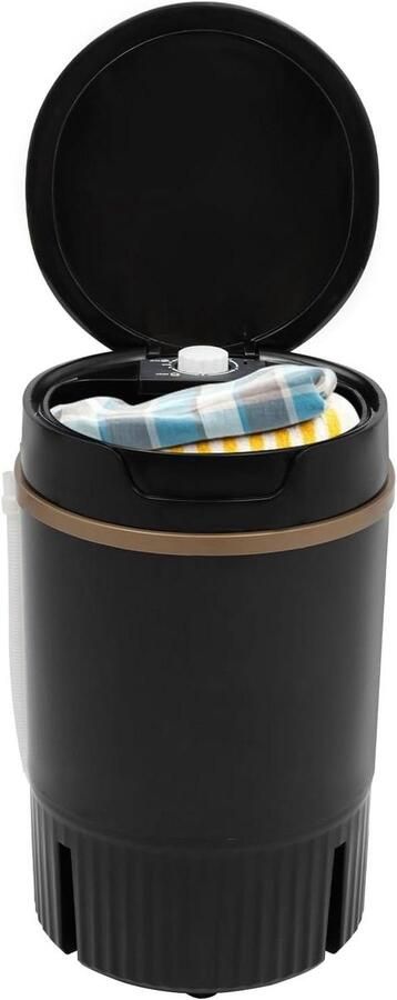 Mini wasmachine Draagbare wasautomaat Kleine wasjes doen Met droogmand 4.5 liter Zwart