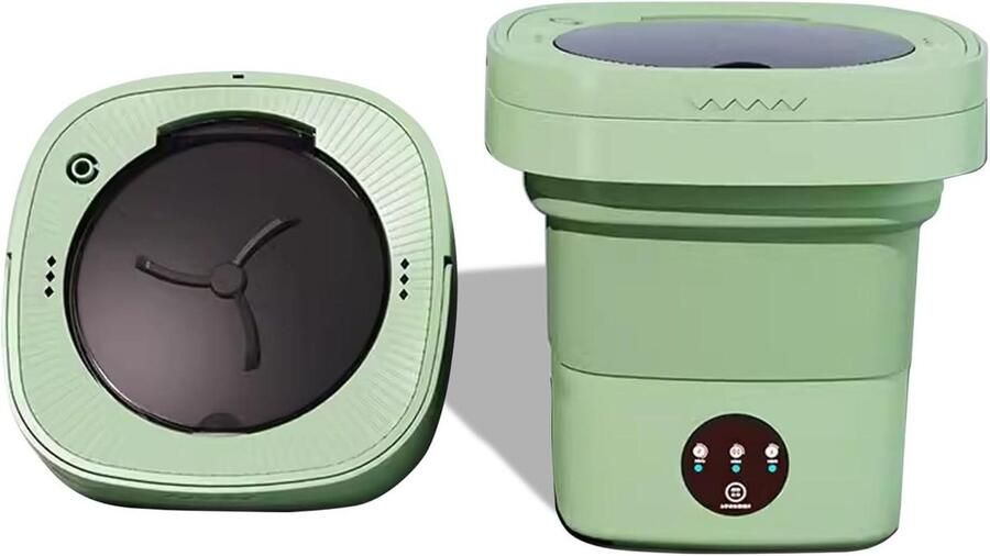 Mini Wasmachine Draagbare Washer Ondergoed Wassen Opvouwbaar Ontwerp 33cm Hoog Groen
