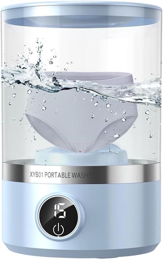 Mini Wasmachine Draagbare Washer Kleding Reinigen Stille Werking 1.7 Liter Blauw