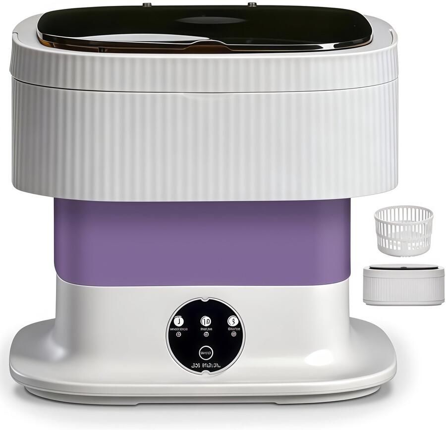 Mini wasmachine Draagbare wasmachine Draagbare wasmachine 10L Wasmachines Opvouwbare wasmachine Met centrifugekorf Touchscreen bediening 3 wasprogramma's Compact Voor babykleding Ondergoed Slaapzaal -Camping -Paars
