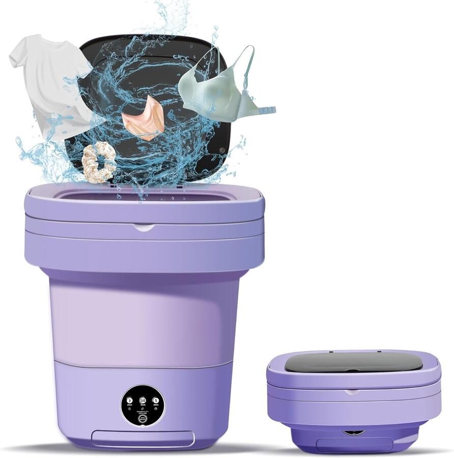 Mini wasmachine Draagbare wasmachine Kleine kleding wassen Opvouwbaar ontwerp 11 Liter Paars