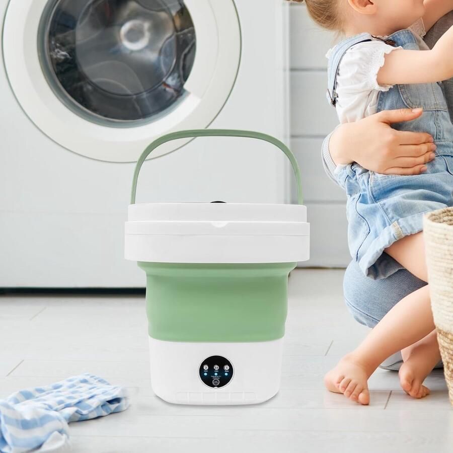Mini Wasmachine Draagbare Wasmachine Kleine Kleding Wassen Opvouwbaar Ontwerp 30x30x33 cm Groen