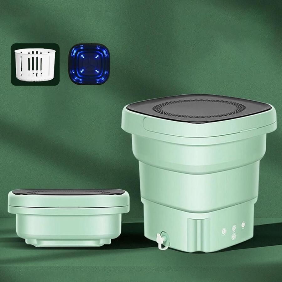 Mini Wasmachine Draagbare Wasmachine Kleine Kleding Wassen Opvouwbaar Ontwerp 5L Capaciteit Groen