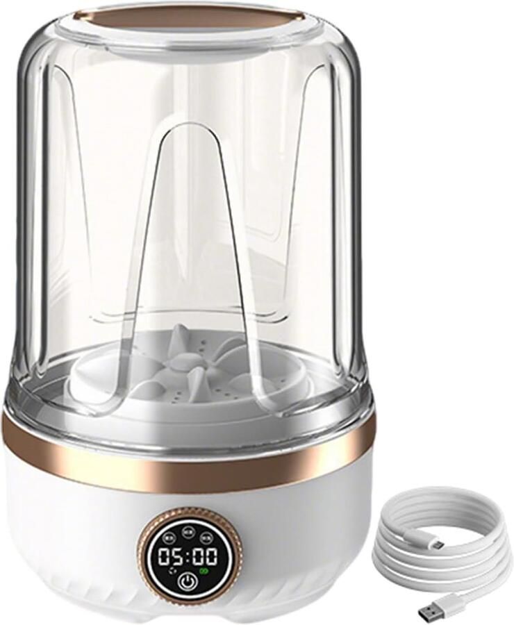 Draagbare Wasunit Mini Wasmachine Fijnwas Reinigen Oplaadbaar Met USB 2 Liter Capaciteit Wit