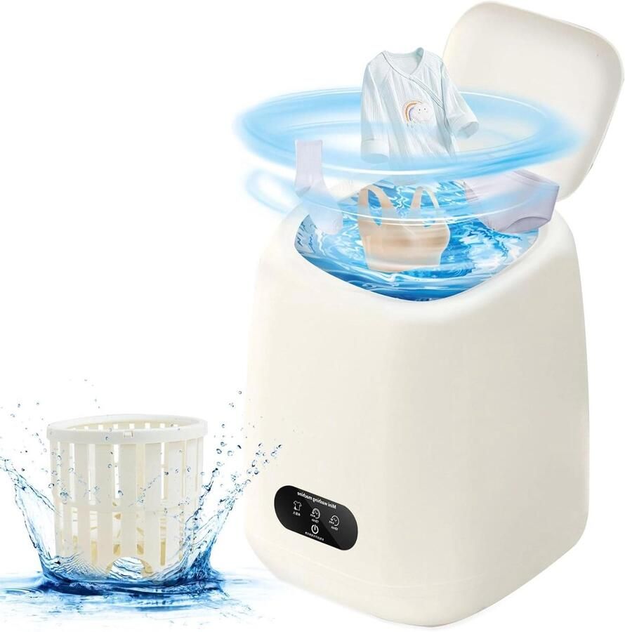 Mini wasmachine Draagbare wasmachine Kleine was Met centrifuge 10 liter Wit