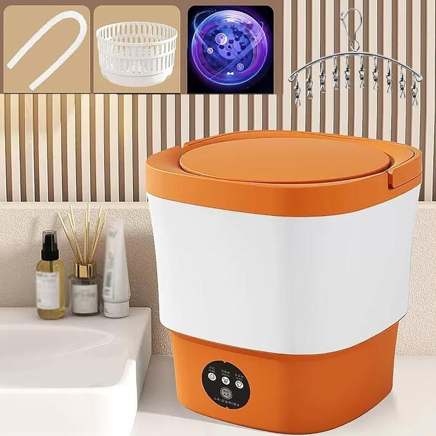 Mini Wasmachine Draagbare Wasmachine Kleine Wasjes Energiebesparend 2 kg Oranje