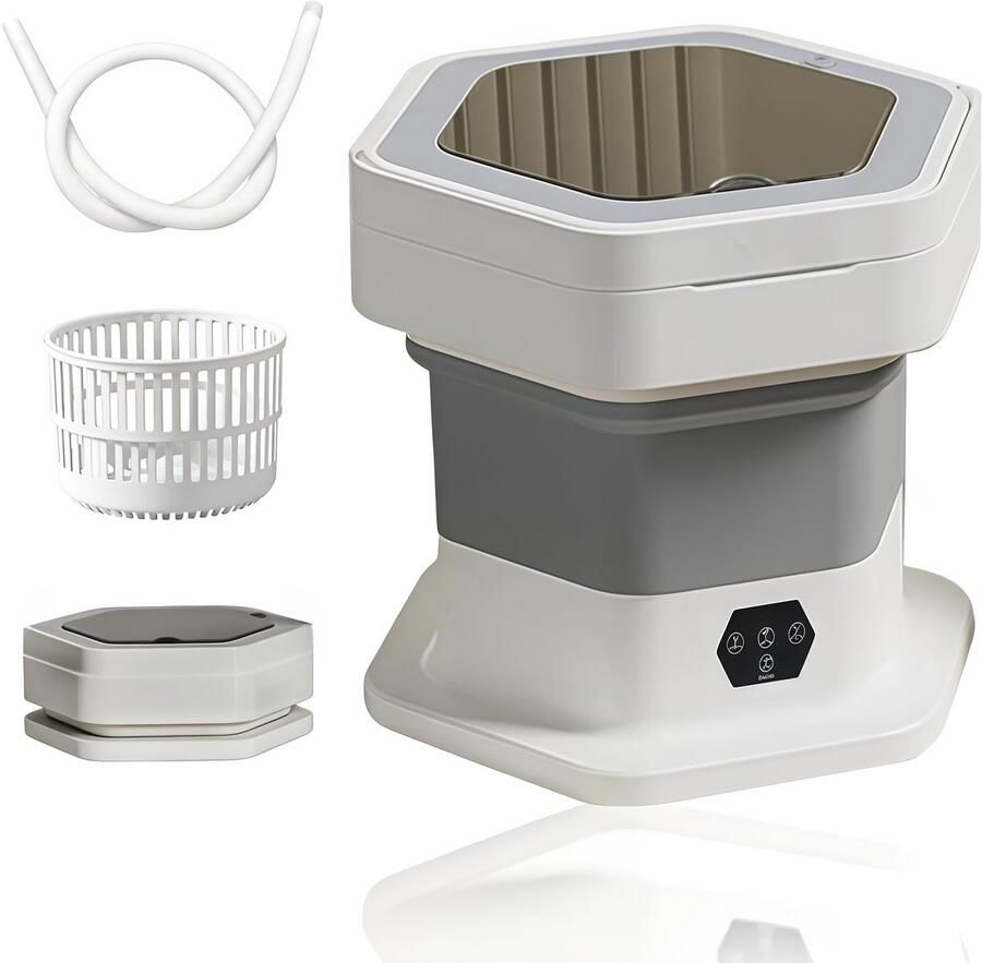 Mini wasmachine Draagbare wasmachine Opvouwbare wasmachine Camping wasmachine Kleine wasmachine Wasmachines Was- en droogcombinatie Grote capaciteit Appartement Studentenkamer Camping Camper Reizen Grijs