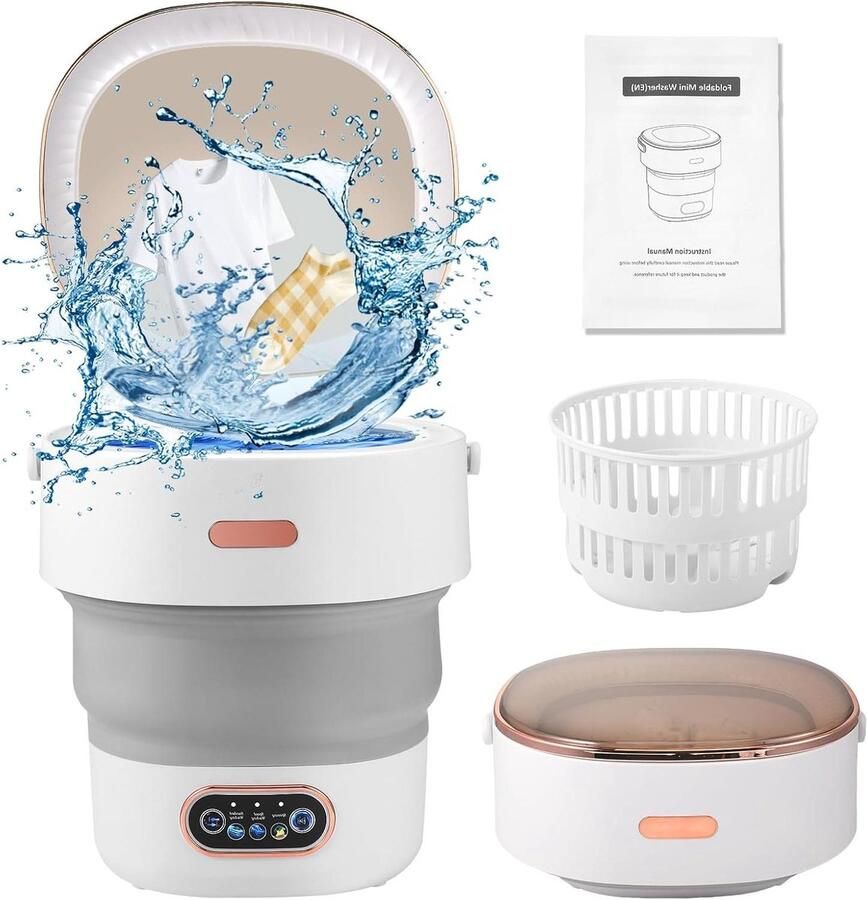 Mini Wasmachine Draagbare Wasmachine Reizen Kamperen Opvouwbaar Ontwerp 13 Liter Capaciteit Wit