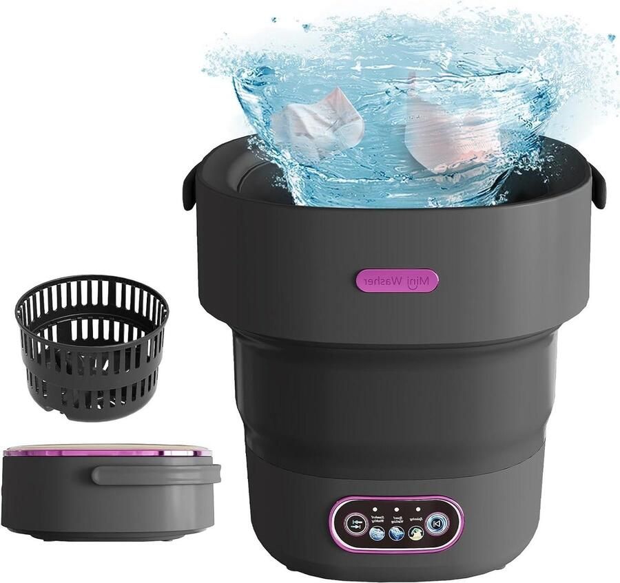 Mini Wasmachine Draagbare Wasmachine Reizen Kamperen Opvouwbaar Ontwerp 13 Liter Zwart Paars