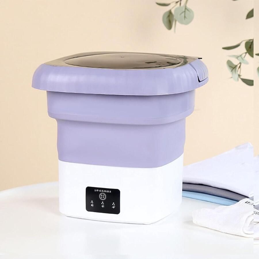 Mini Wasmachine Draagbare Wasmachine Reizen Ondergoed Opvouwbaar Ontwerp 9L Capaciteit Paars