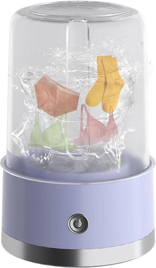 Mini Wasmachine Draagbare Wasser Compact Wassen Oplaadbaar Draadloos 14 cm Hoog Paars