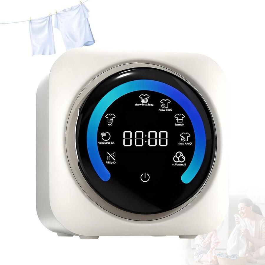 Mini Wasmachine Droger Compacte Waskolom Delicate Kleding Wassen 2-in-1 Was en Droog 3.5L Wit