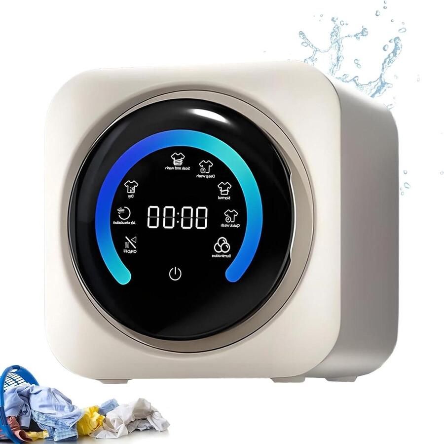 Mini Wasmachine en Dryer Draagbare Waskolom Delicaat Wassen 2-in-1 Functie 3.5 Liter Wit