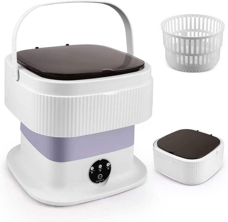 Mini-wasmachine Kleine wasmachine Reizen en Camping Inklapbaar en Draagbaar 11 Liter Capaciteit Mini Paars